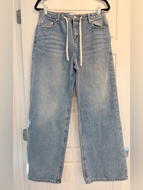 Princess Polly Bruiser Tie Waist Jeans Size 6 Wide Leg 100% Cotton School Casual